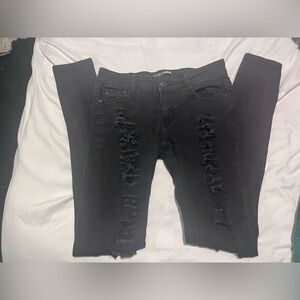Fashion Nova Black Ripped Skinny Jeans